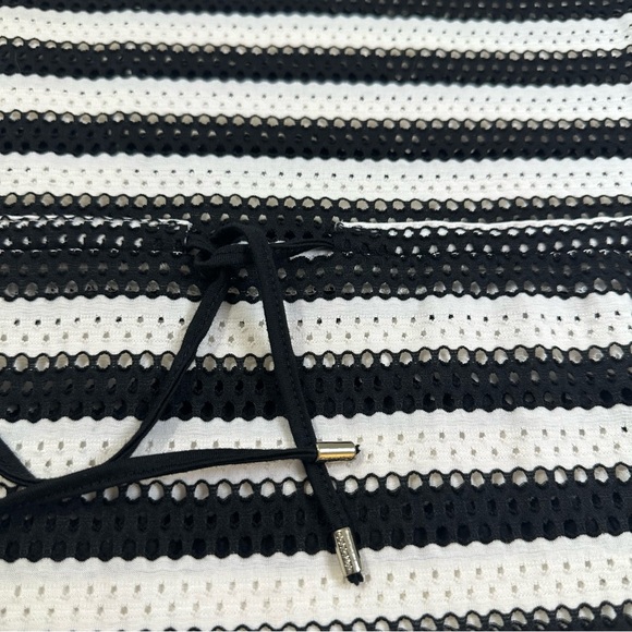 Calvin Klein Black and White Striped Drawstring Dress Beach Cover-Up Size L/XL - Picture 9 of 16